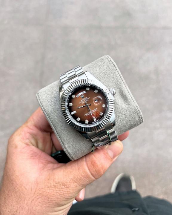 Rolex Oyster Perpetual Day Date Diamond Silver-Brown