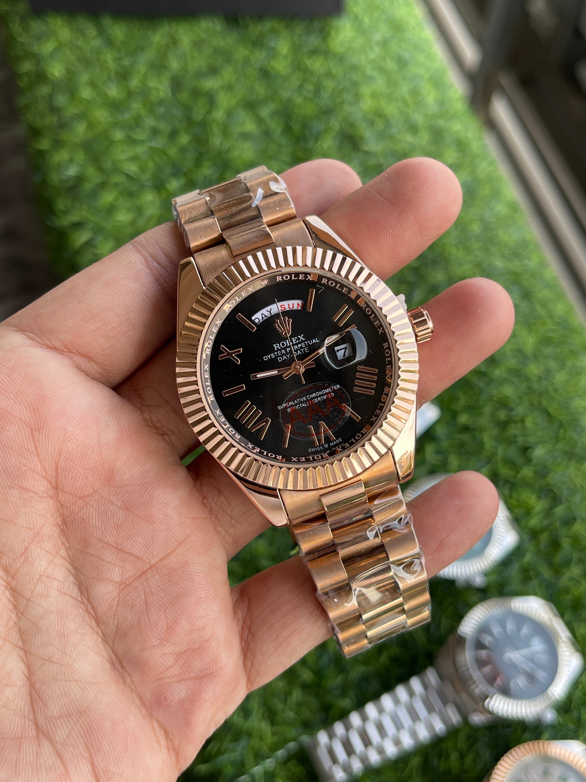 RLX Day-Date – Black Dial (Rose Gold Finish)