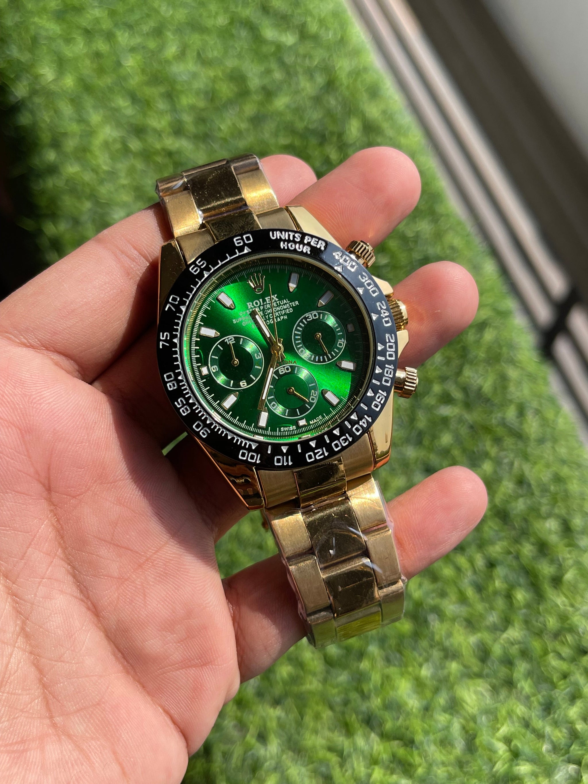 RLX Daytona Green Dial Premium Chronograph (Gold Finish)