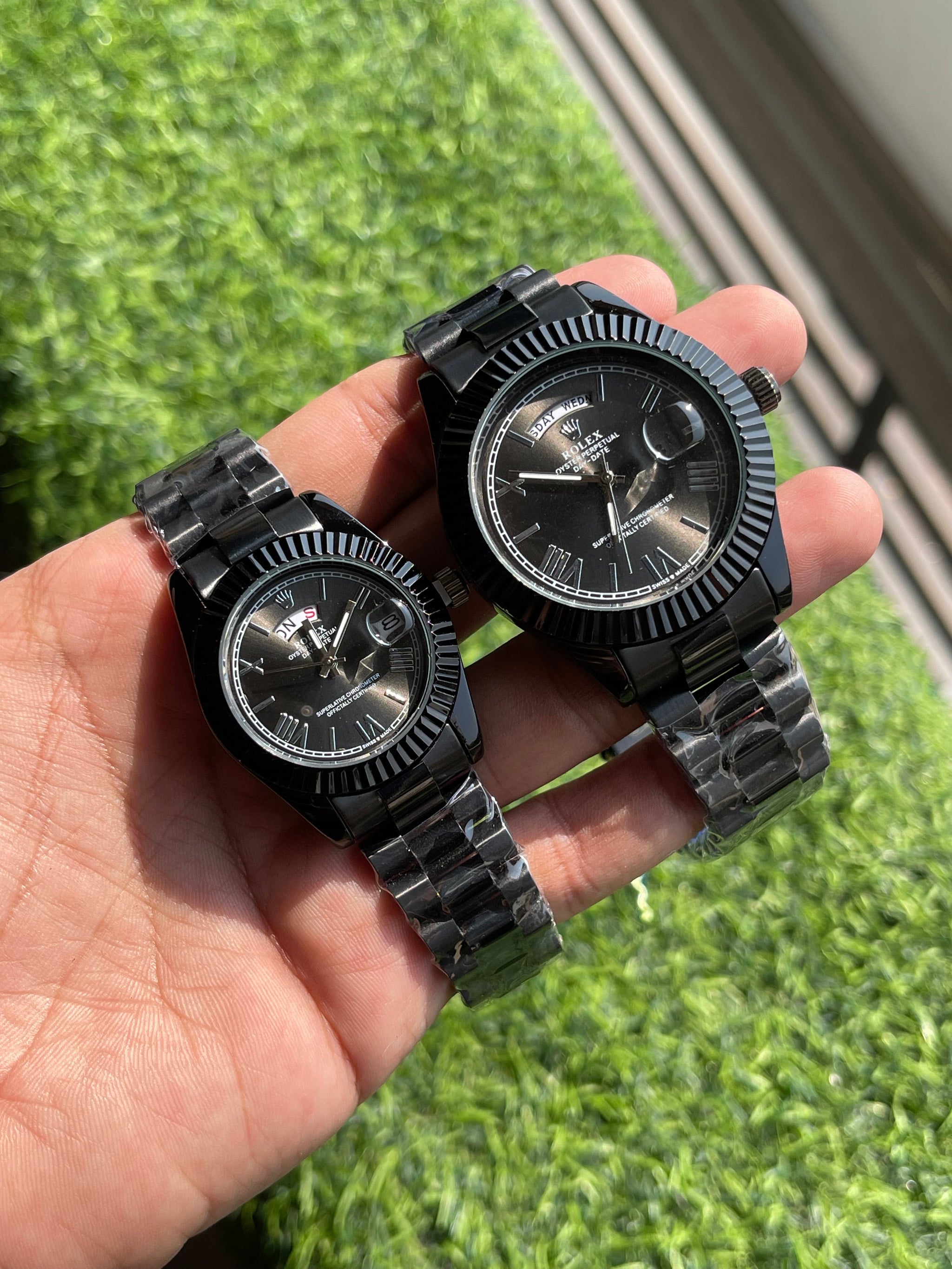 Black RLX Couple Watch Set – Luxury Inspired Edition