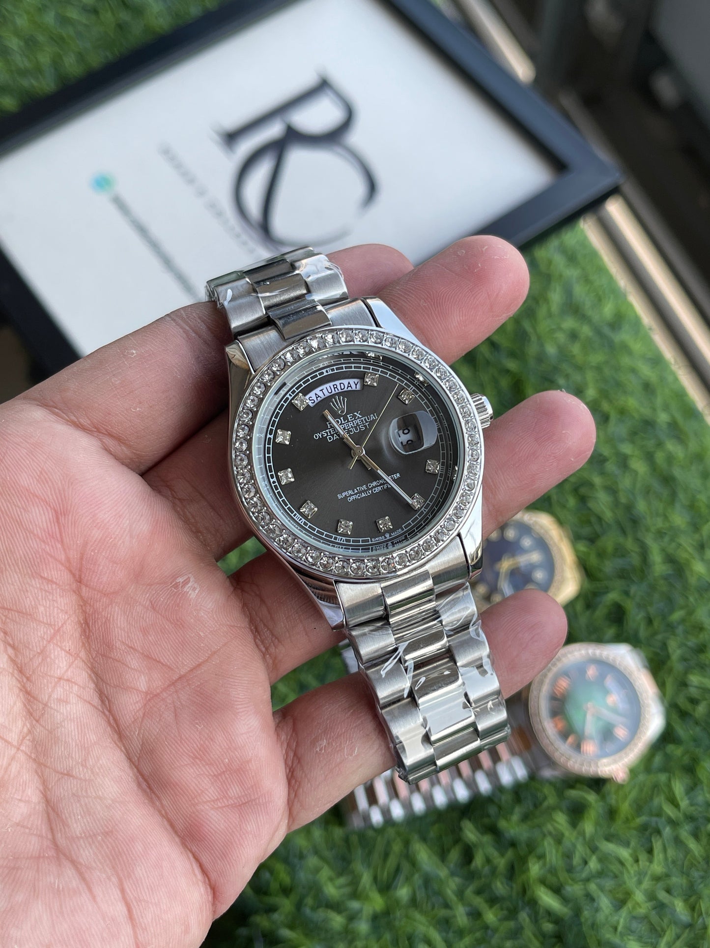 RLX Oyster Perpetual Day-Date – Silver Tone Luxury Watch
