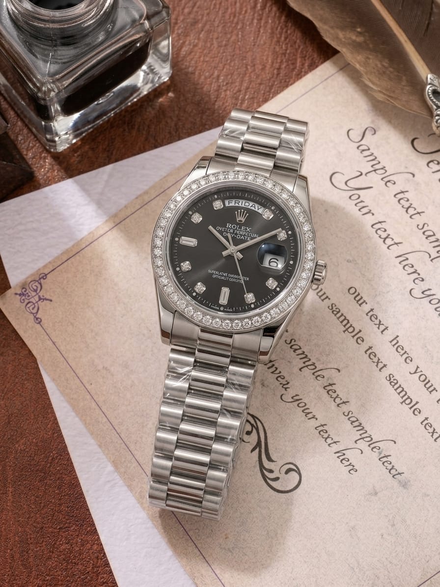 Rolex Oyster Perpetual Day Date Diamond 40 Battery Green Dial