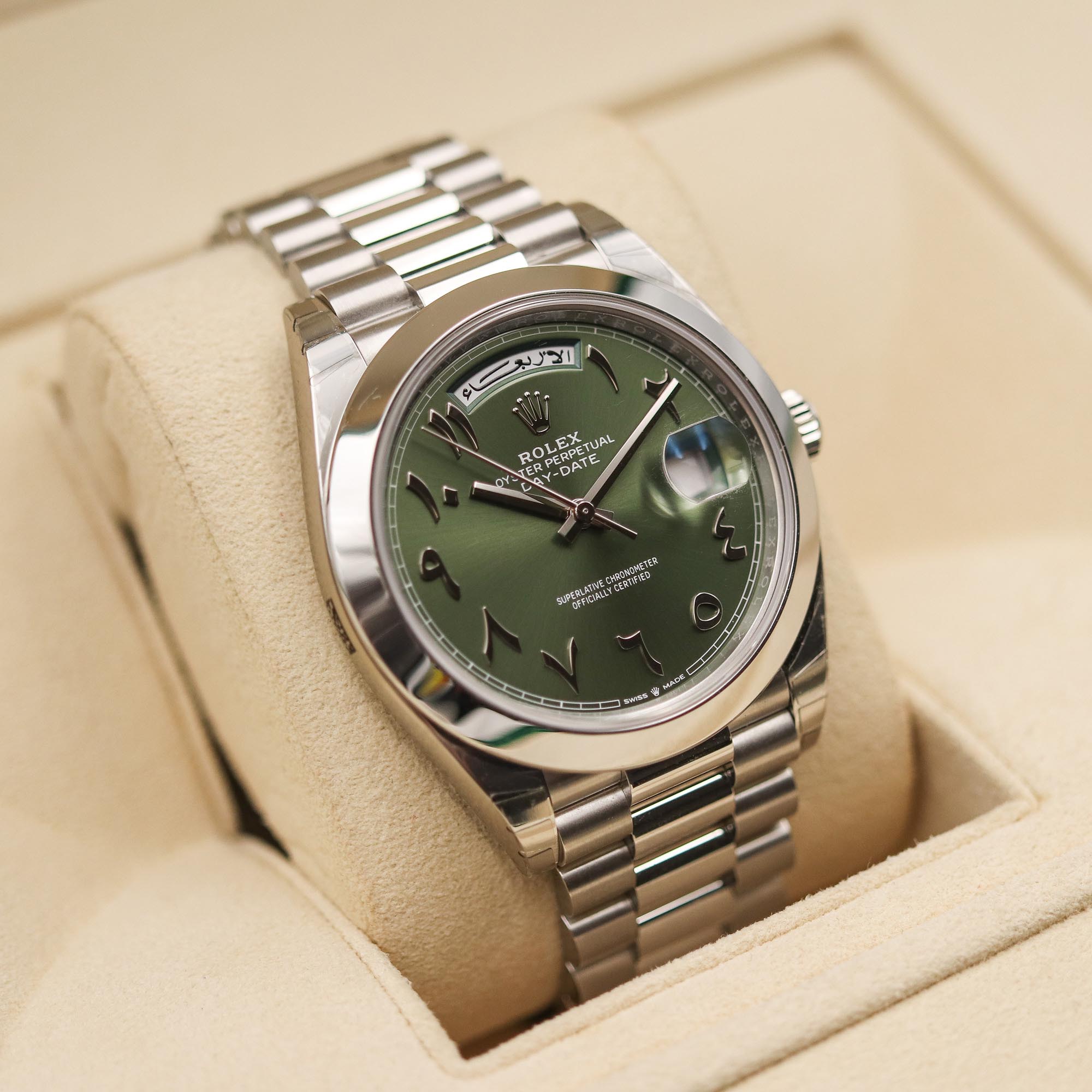 Rolex Oyster Perpetual Day Date Arabic Silver-Green