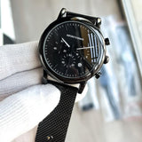 EMPORIO ARMANI LUIGI FULL BLACK CHAIN BELT WATCH