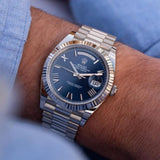 ROLEX DAY DATE SILVER BLUE ROMAN (CELL MODEL)
