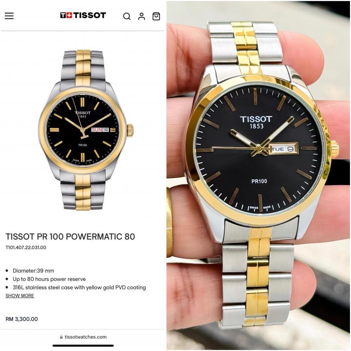 TISSOT 1853 PC100 DAY DATE WATCH
