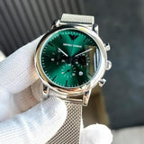 EMPORIO ARMANI LUIGI SILVER GREEN CHAIN BELT WATCH