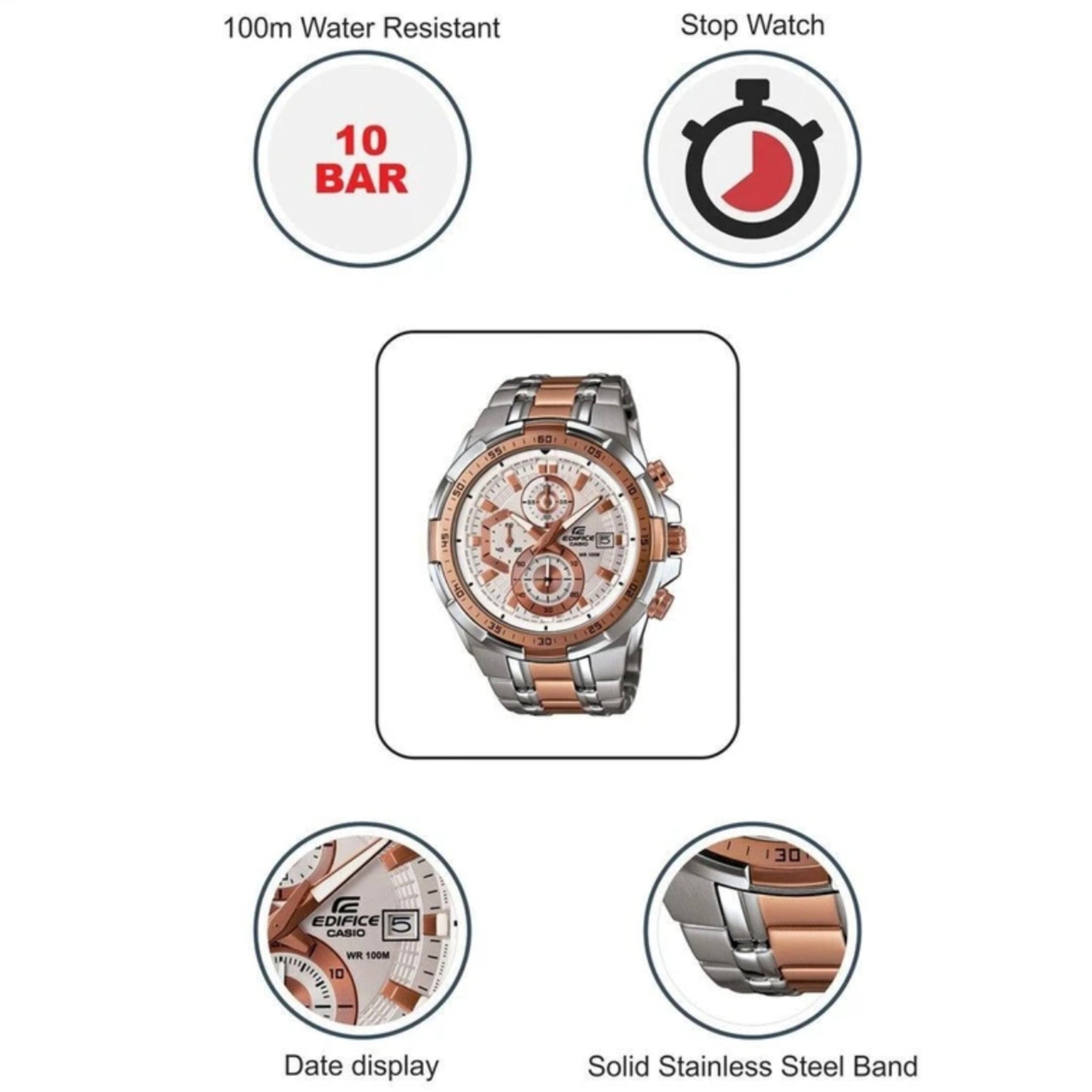 EDIFICE CASIO CHRONOGRAPH WATCH (DUAL TONE COPPER)