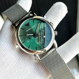 EMPORIO ARMANI LUIGI SILVER GREEN CHAIN BELT WATCH